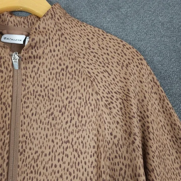 Athleta Salutation Jacket Leopard Print Zip Up Athletic‎ Top Women's Size L - Picture 2 of 11